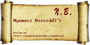Nyemecz Bozsidár névjegykártya